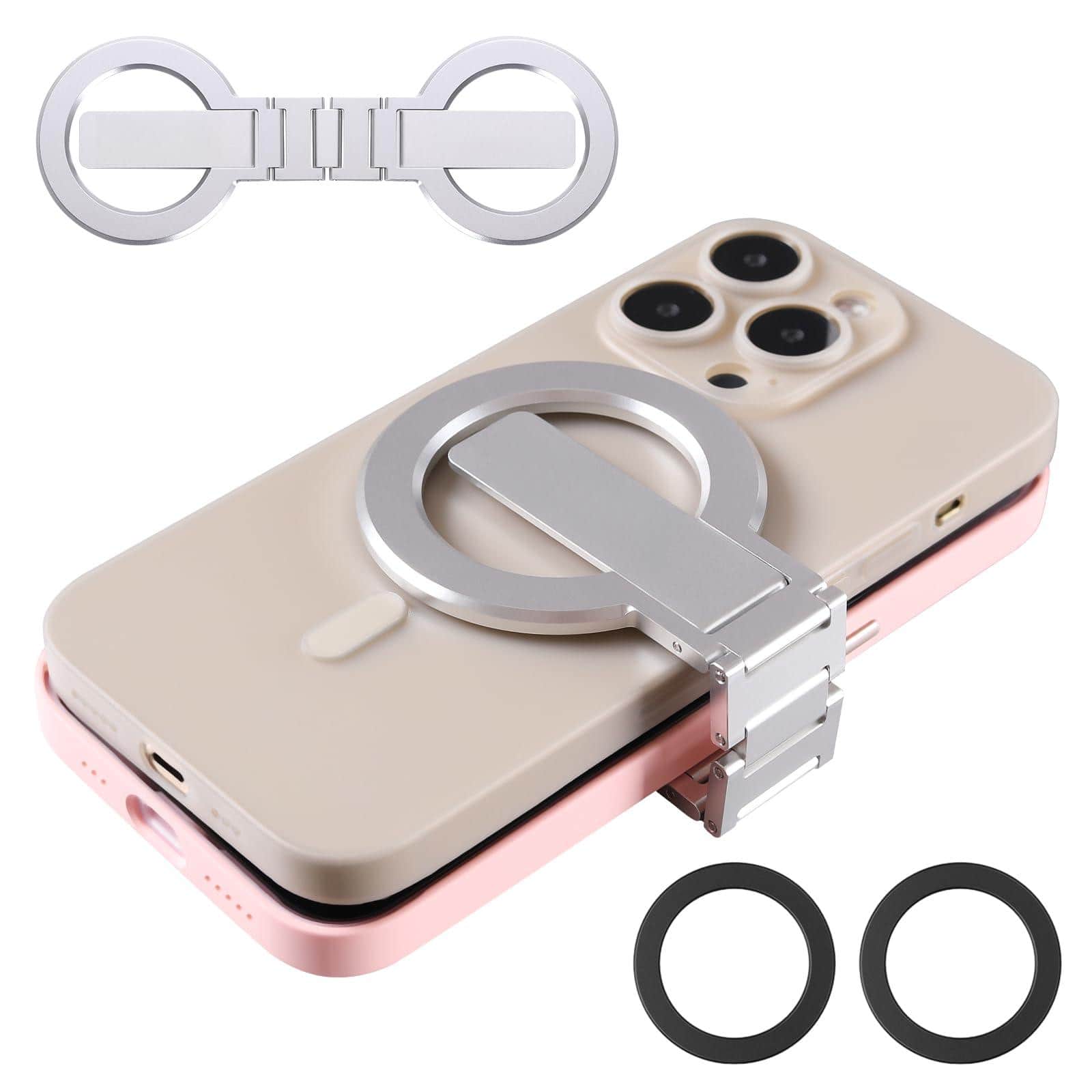 TECH SAFARI - Twins Carry Magnetic Dual phone Holder For Android Lightweight Solution Professionals Travelers Gamers - Silver