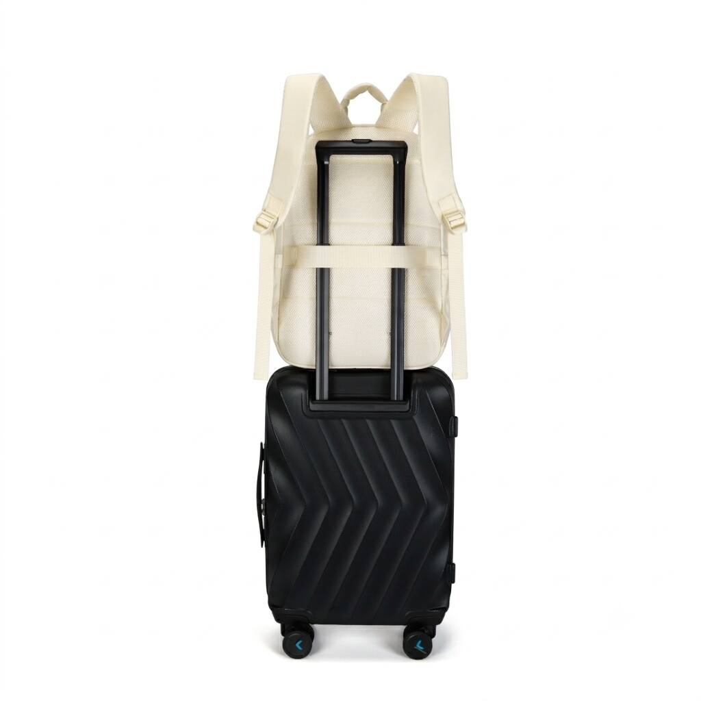 Back. Bagsmart - College Backpack, Lightweight Bookbag with 15.6 inch Laptop Compartment, Fashion Daypack for Casual Work Commuter - White.