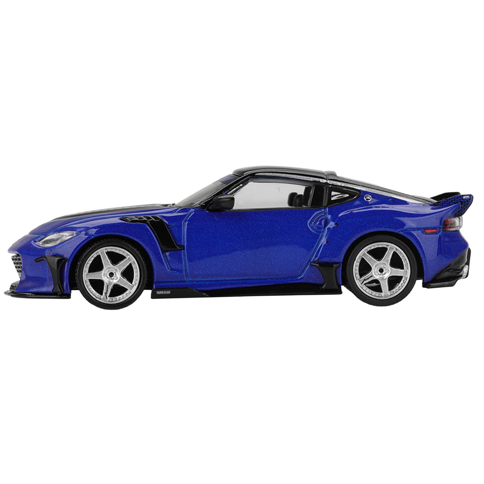 Alt View 1. True Scale Miniatures - Nissan Z VeilSide FFZ400 Seiran Blue Metallic with Black Top Limited Edition 1/64 Diecast Model Car by Mini GT.
