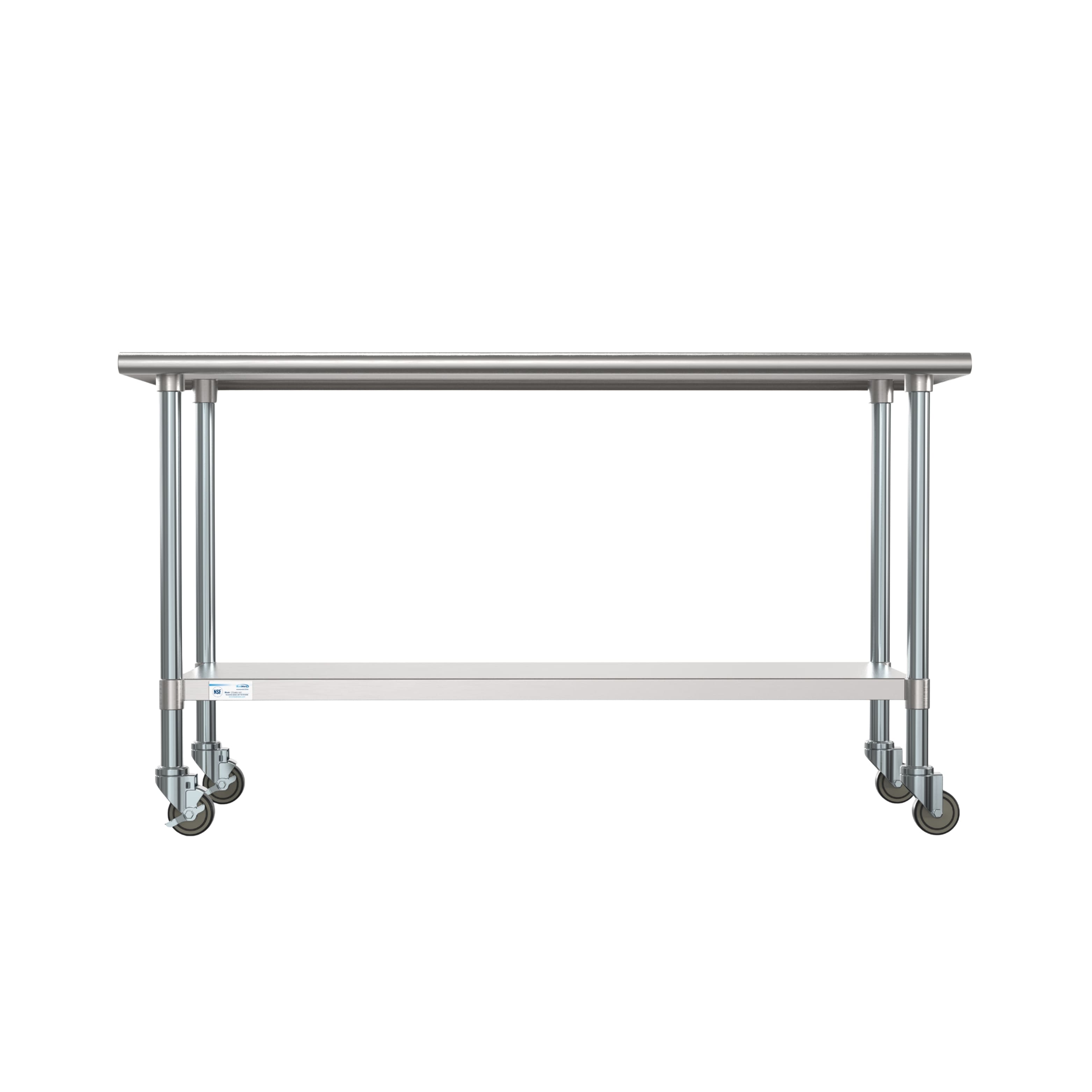 Koolmore - 24" x 60" 18-Gauge 304 Stainless Steel Commercial Work Table with Casters, CT2460-18C - Silver