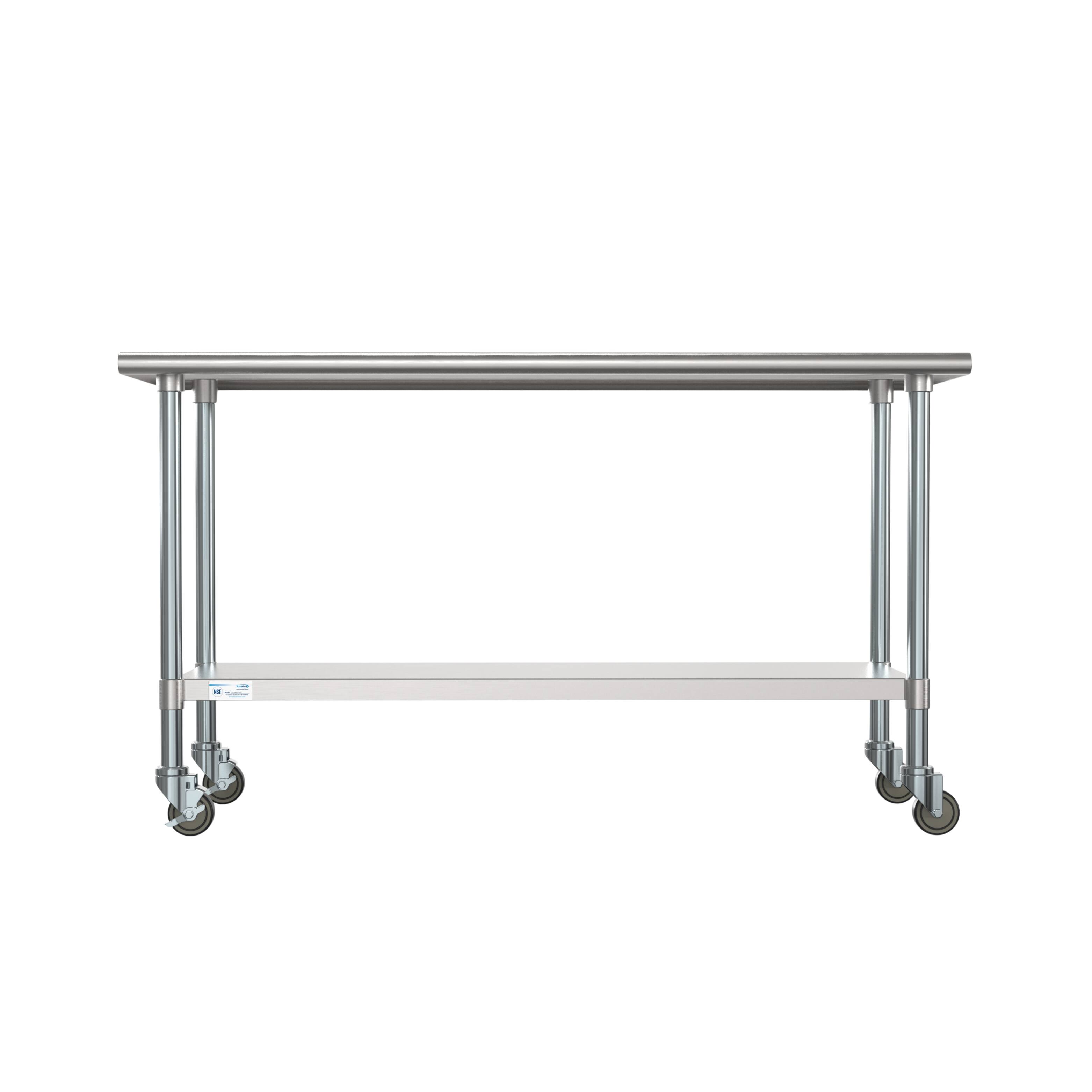 Front. Koolmore - 24" x 60" 18-Gauge 304 Stainless Steel Commercial Work Table with Casters, CT2460-18C. - Silver.