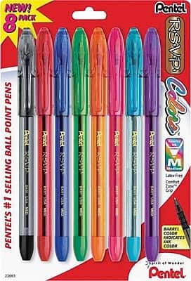 Pentel - R.S.V.P. Ballpoint Pens, Medium Point, Ink, 8/Pack (BK91CRBP8M) - Assorted price history on PriceWatchPro