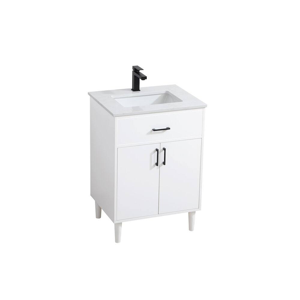 Alt View 2. Elegant Kitchen and Bath - Chandler 24 Inch Single Bathroom Vanity In White - White.