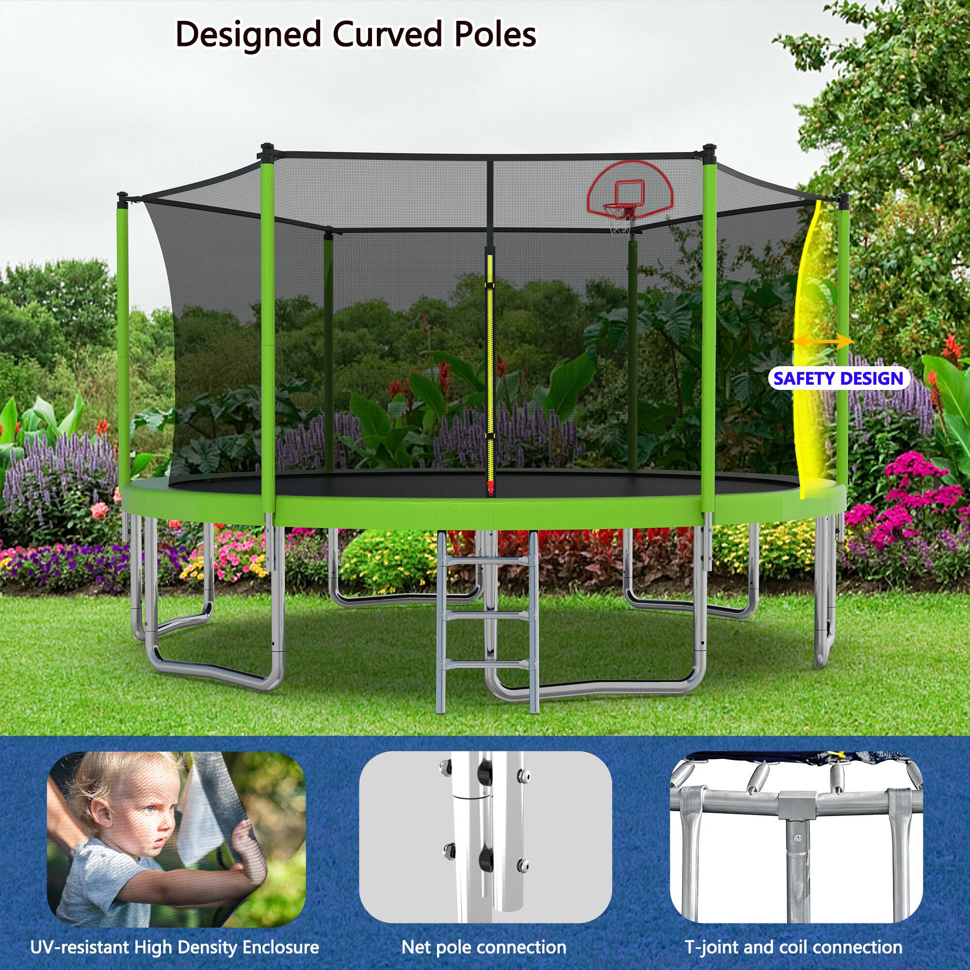 Designed Curved Poles

SAFETY DESIGN

- UV-resistant High Density Enclosure
- Net pole connection
- T-joint and coil connection