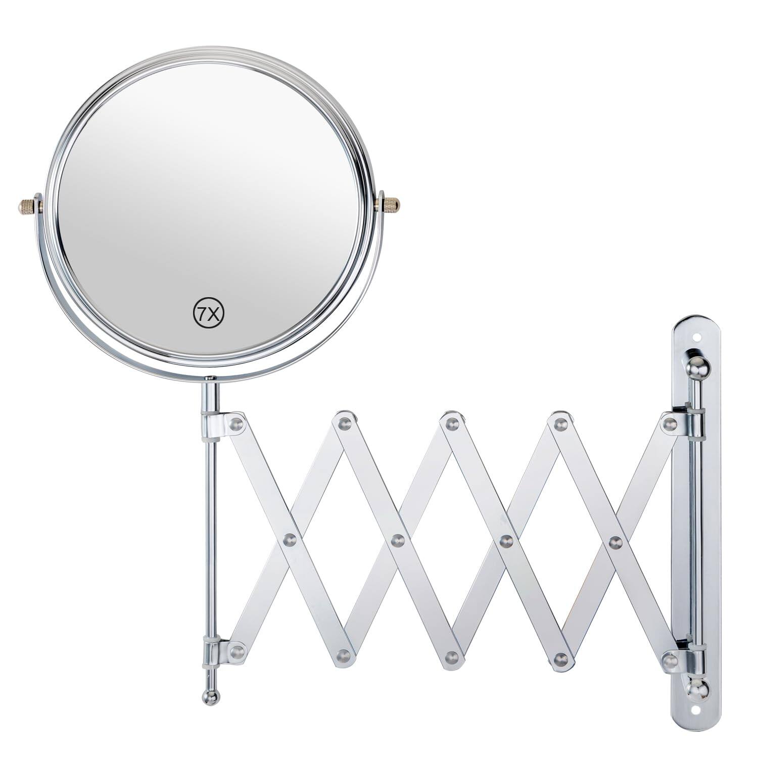Front. Comfort Essence - Welllink Wall Mounted Double Sided Mirror Accordion Makeup With 1x 7x Magnification Chrome Finish High-de... - 7x.