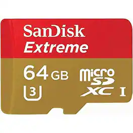 SanDisk - Extreme 64 GB Class 10/UHS-I (U3) V30 microSDXC - 160 MB/s Read - 60 MB/s Write - Lifetime Warranty