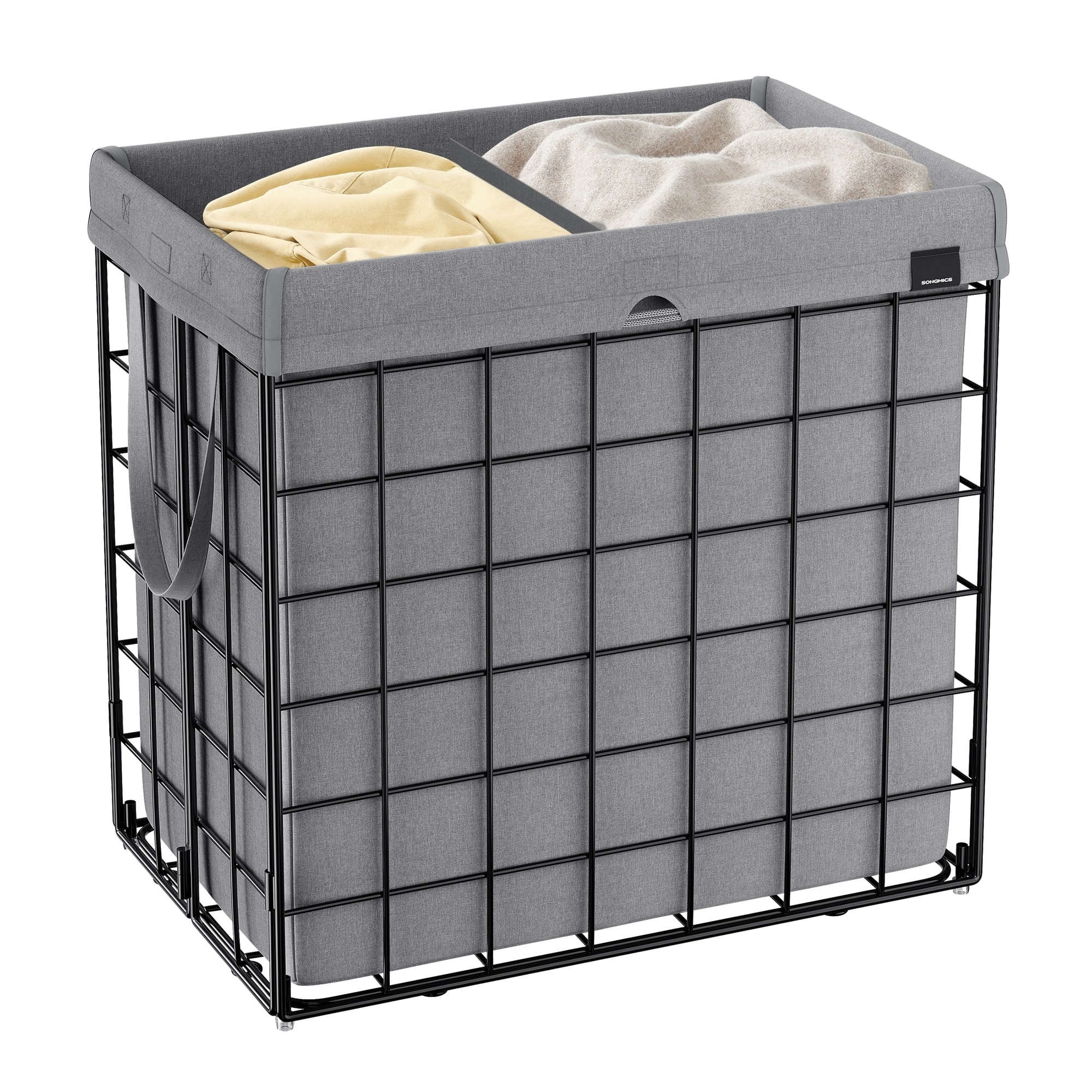 Songmics Home - Laundry Hamper, 34.3 Gal. (130L) Laundry Basket, Collapsible, Removable and Washable Liner, Metal Wire Frame - Black and Gray price history on PriceWatchPro