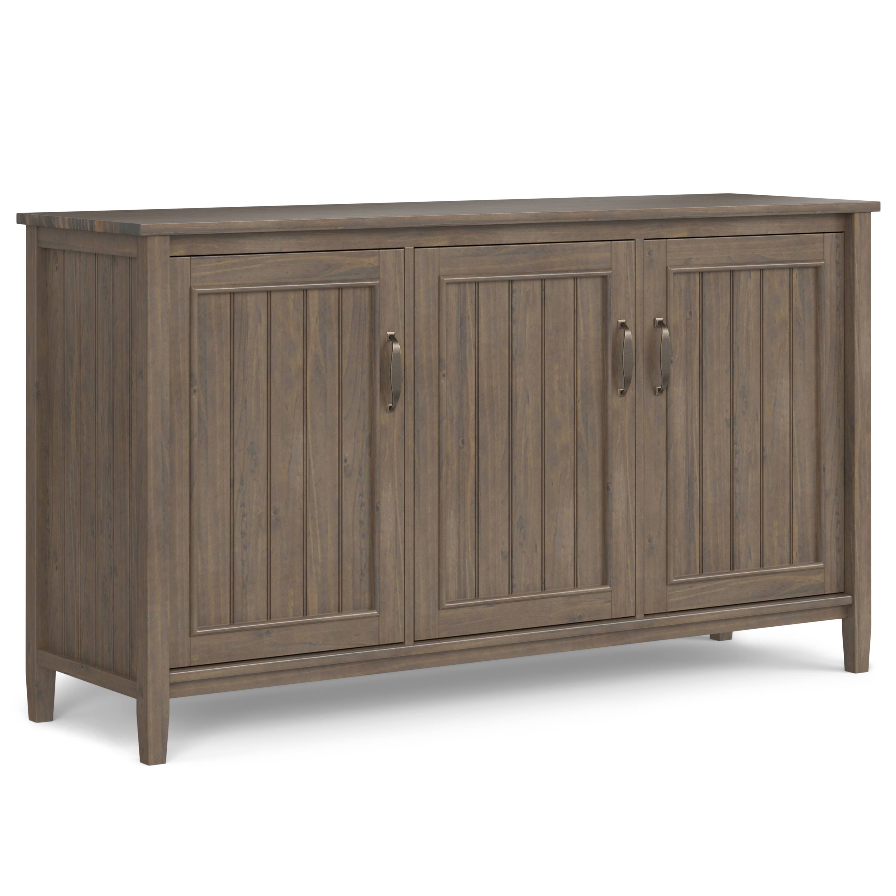Front. Simpli Home - Lev Wide Storage Cabinet - Smoky Brown.