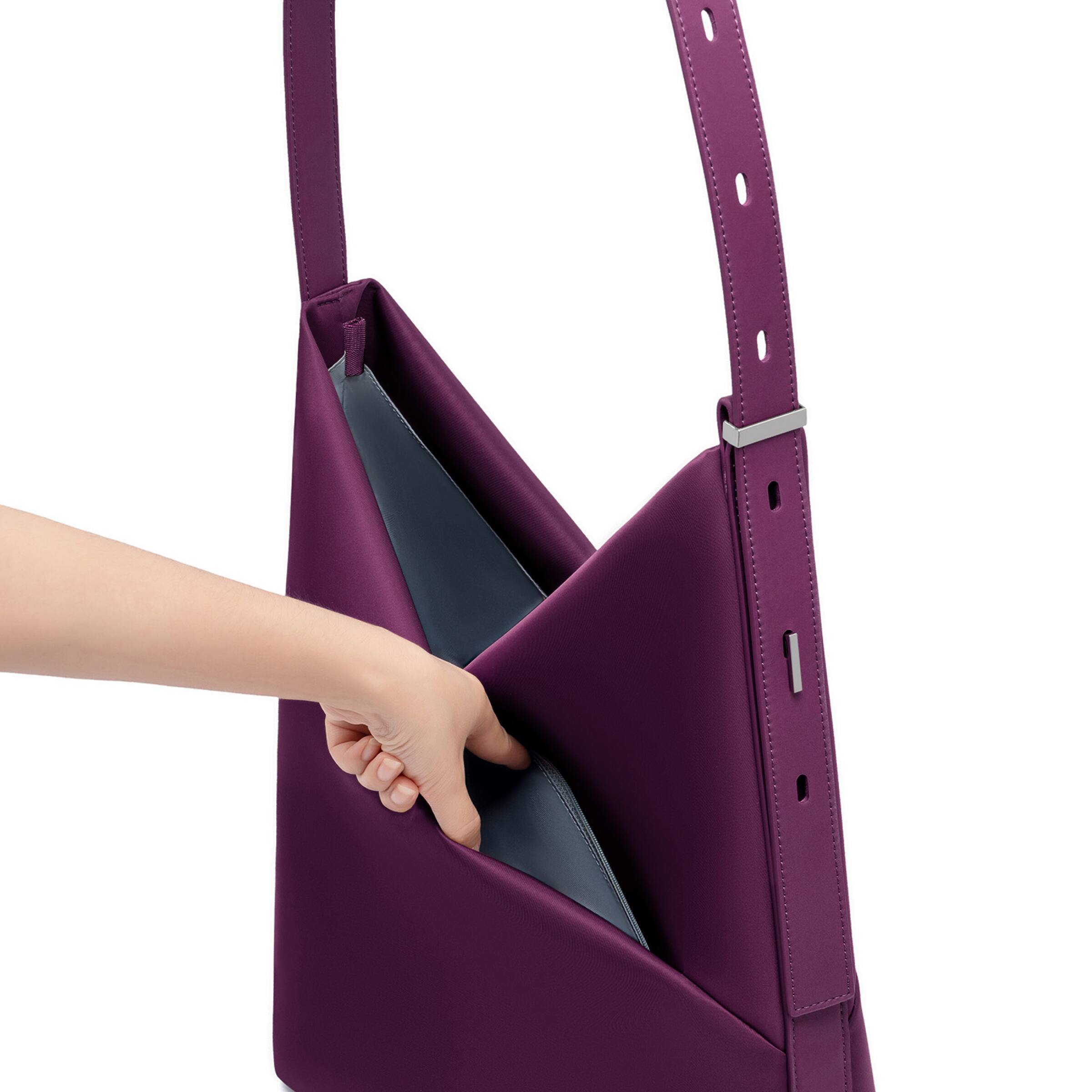 Back. Lux & Nyx - Lux & Nyx - Origami 16" Laptop Hobo Bag - Convertible Shoulder Bag - Wine.