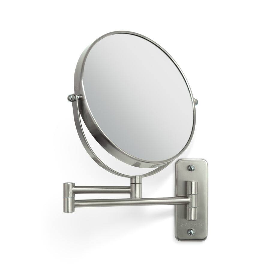 Front. Zadro - Wall Mounted Makeup Mirror with 8X/1X Magnifications & Extendable Arm - Satin Nickel.