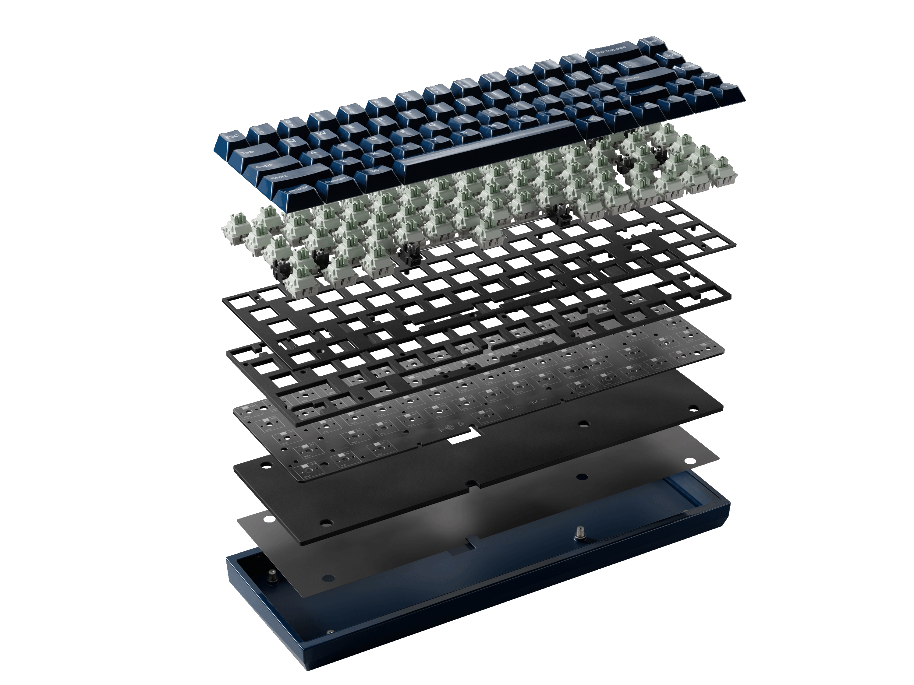Back. Keychron - Q16 HE 8K 65% Wired Magnetic Switch Gaming Keyboard with Ceramic Body and Keycaps - Navy-blue.