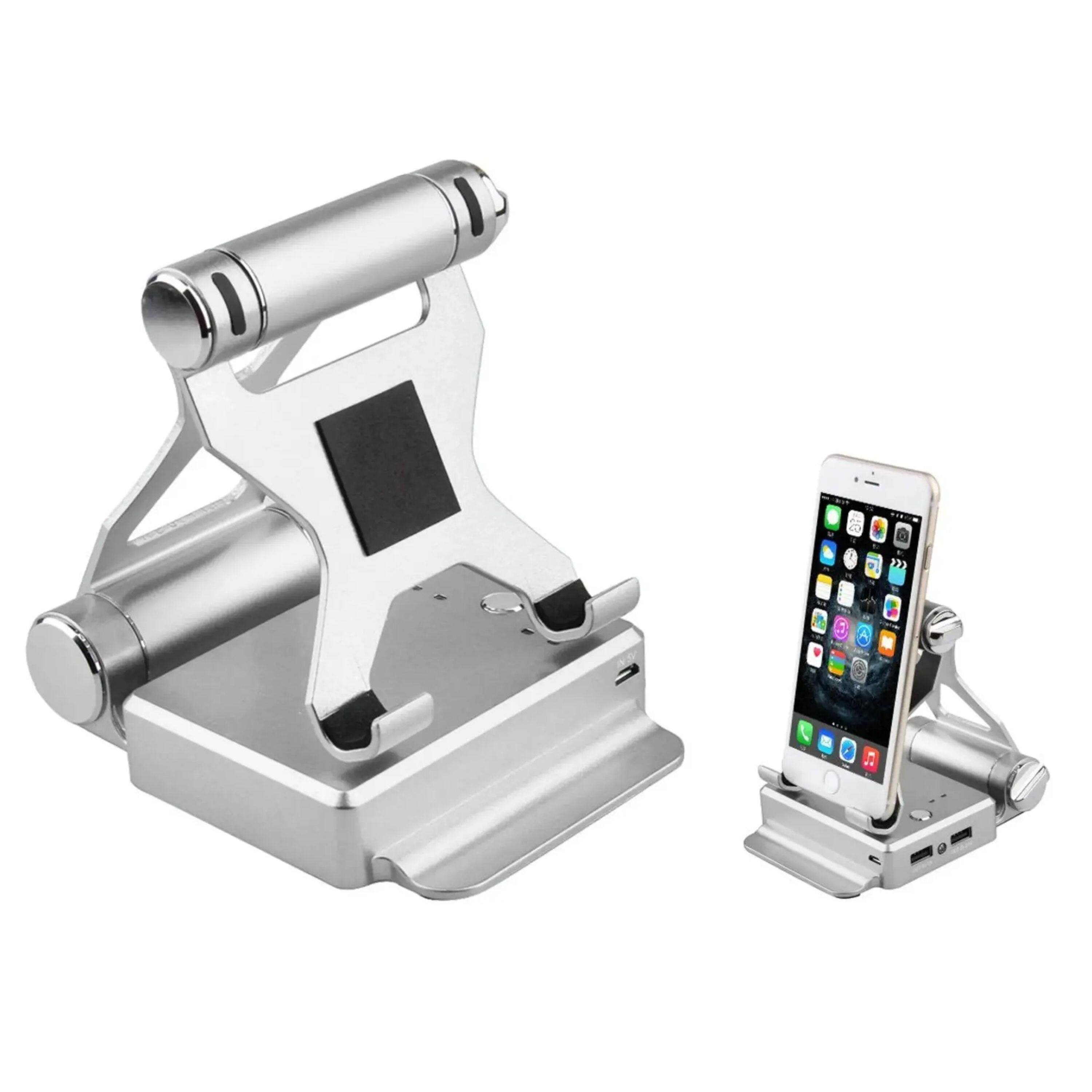 Front. Kitcheniva - Multi Functional Podium Style Stand With Power Bank For iPad iPhone And Smart Gadgets Silver - Silver.