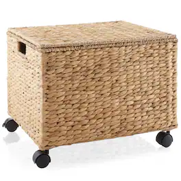 Casafield - Rolling Filing Cabinet - Water Hyacinth File Organizer - Natural