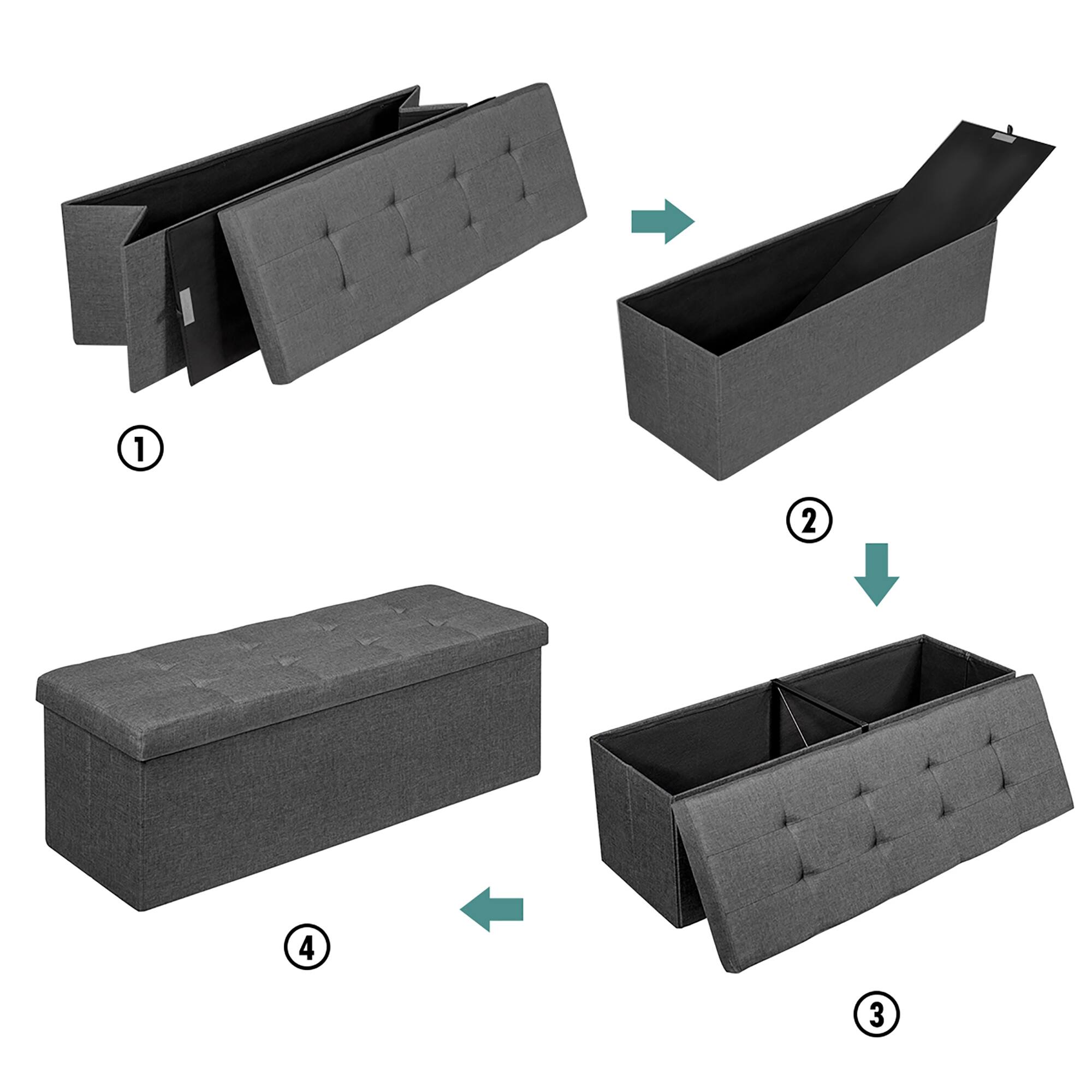 Alt View 7. Costway - Costway Fabric Folding Storage Ottoman Storage Chest W/Divider Bed End Bench - Dark Grey.