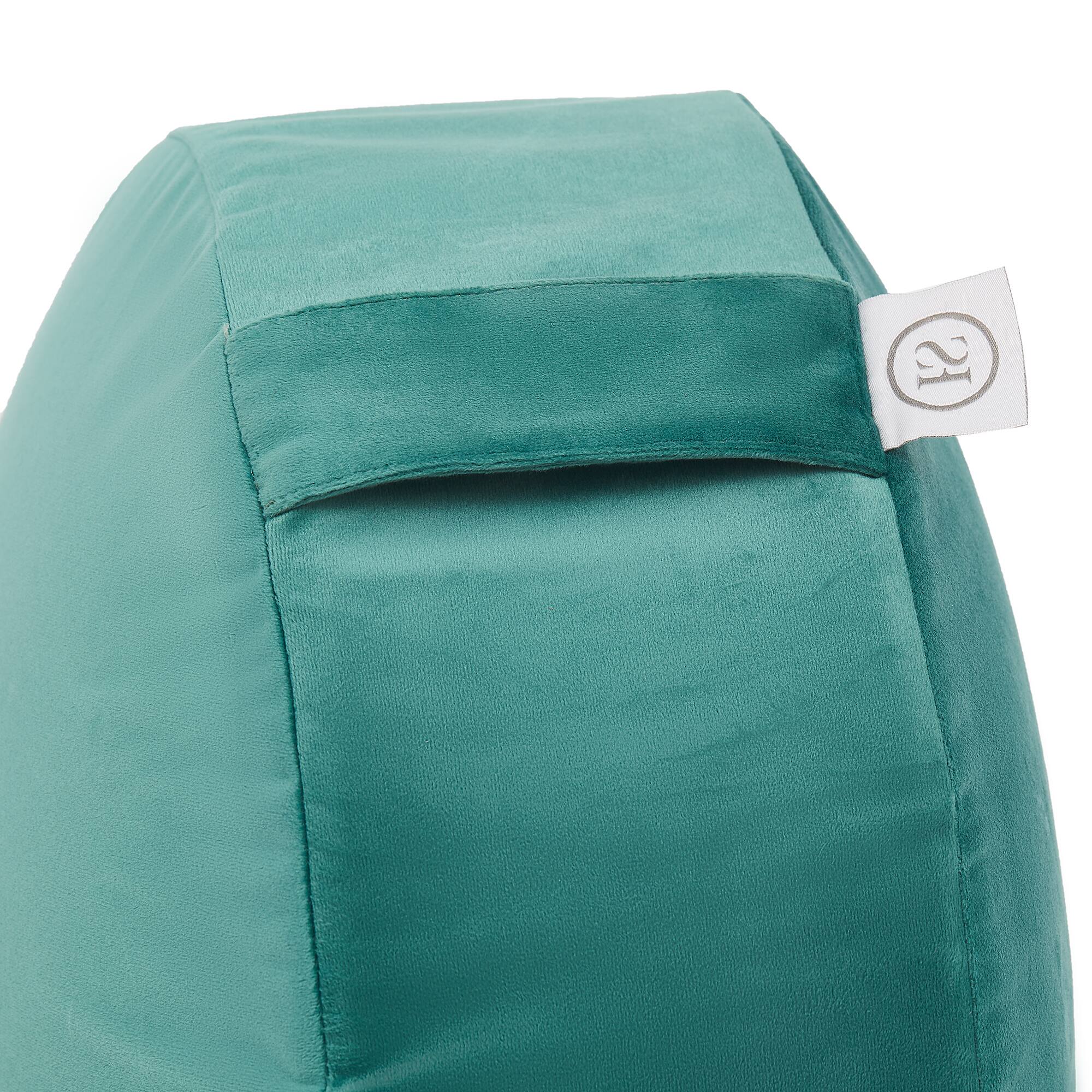 Back. Sweet Home Collection - Meditation Cushion, Round Yoga Pillow with carrying handle - Teal.