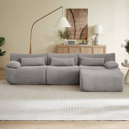 Anysun - 4 Seat L Shaped Modular Sectional Sofa with Cloud Comfort, Corduroy Fabric & No Assembly for Living Room - Gray