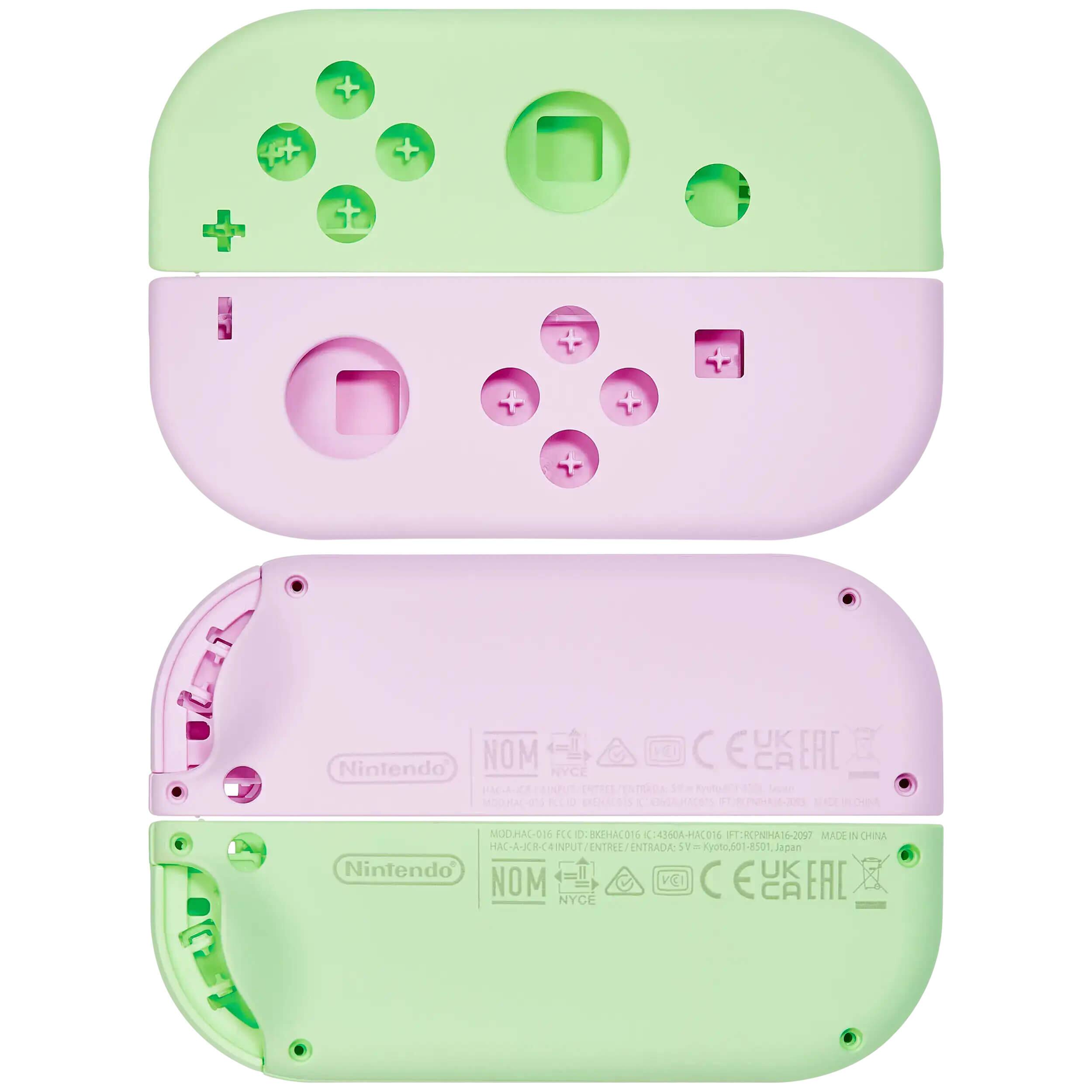 Sure, here is the corrected and grouped text from the image:

---

**Top Section:**
- Nintendo
- NOM
- HAC-05
- CC BREACOIS: 4360A-HAC016
- P: RCPNHA16-2097
- MADE IN CHINA
- HAC-A-JCBC
- INPUT/ENTREE/ENTRADA: S1
- Kyoto, 601-8501, Japan

**Middle Section:**
- Nintendo
- NOM
- HAC-05
- CC BREACOIS: 4360A-HAC016
- P: RCPNHA16-2097
- MADE IN CHINA
- HAC-A-JCBC
- INPUT/ENTREE/ENTRADA: S1
- Kyoto, 601-8501, Japan

**Bottom Section:**
- Nintendo
- NOM
- HAC-05
- CC BREACOIS: 4360A-HAC016
- P: RCPNHA16-2097
- MADE IN CH