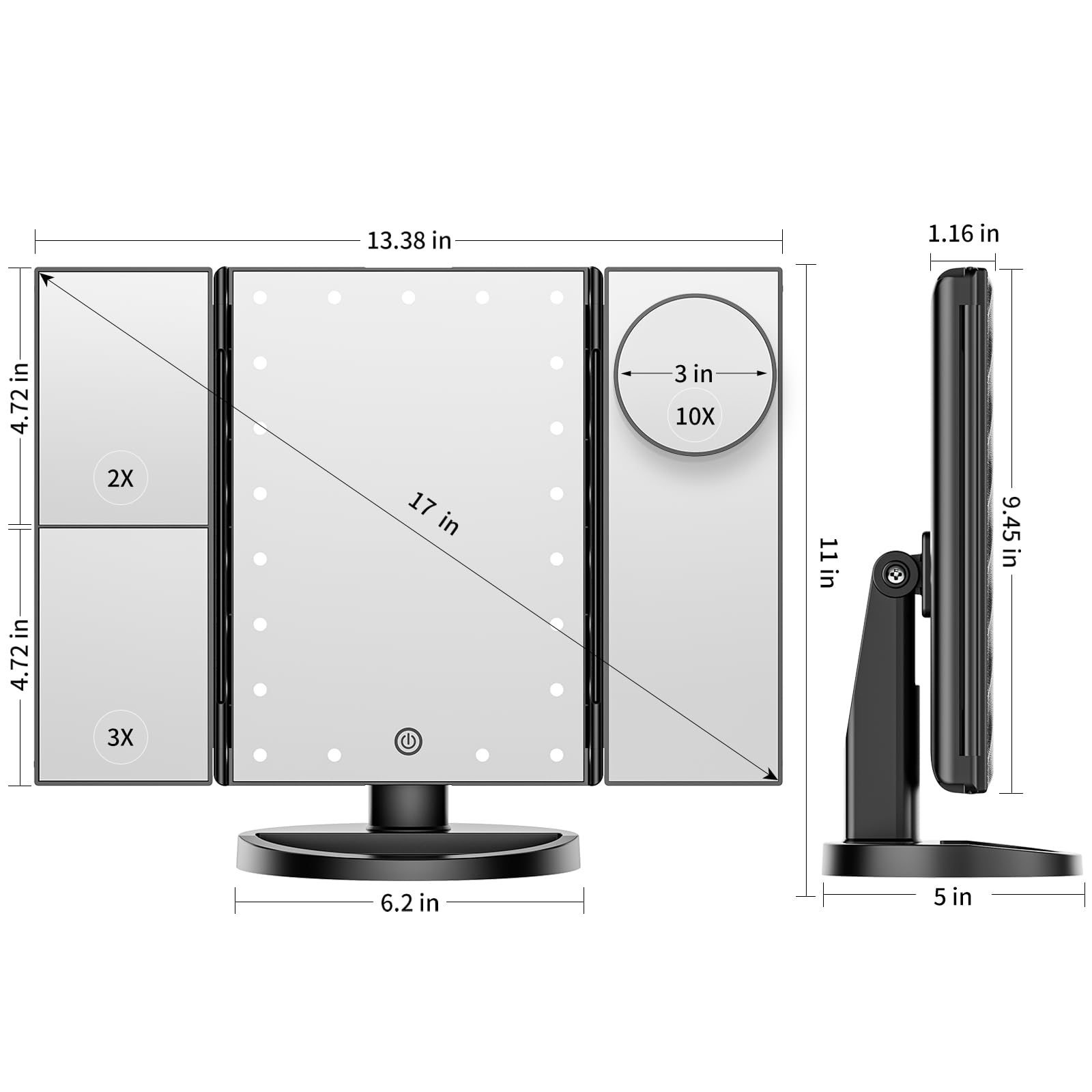 Alt View 4. Earthley Blooms - Mirror Light Touch High Quality Product with Modern Design for Daily Use Elegant Stylish Appearance - Rose Gold.