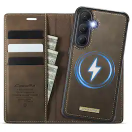Dteck - for Samsung Galaxy S26 Plus Detachable Wallet Case, 2 in 1 PU Leather Flip Folio Case with RFID Blocking Phone Cover - Coffee