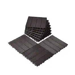 VEVOR - Interlocking Deck Tiles, 10 Pack,12"x12" 10 sq. ft Plastic Waterproof Outdoor Flooring All Weather Use, Patio Floor - Dark Brown