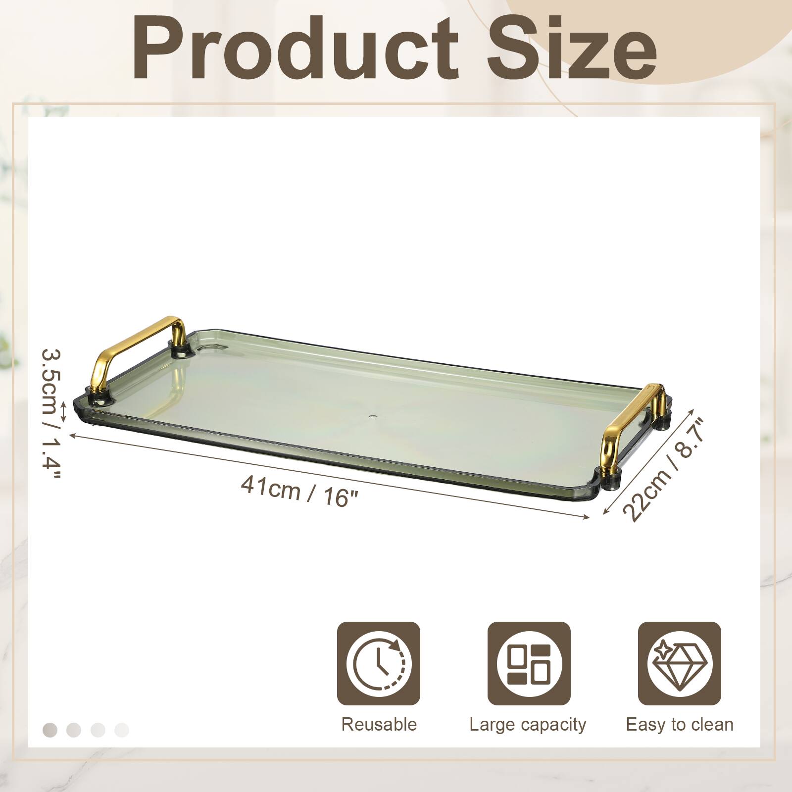 Product Size: 3.5cm / 1.4" x 41cm / 16" x 22cm / 8.7"  
Reusable, Large capacity, Easy to clean