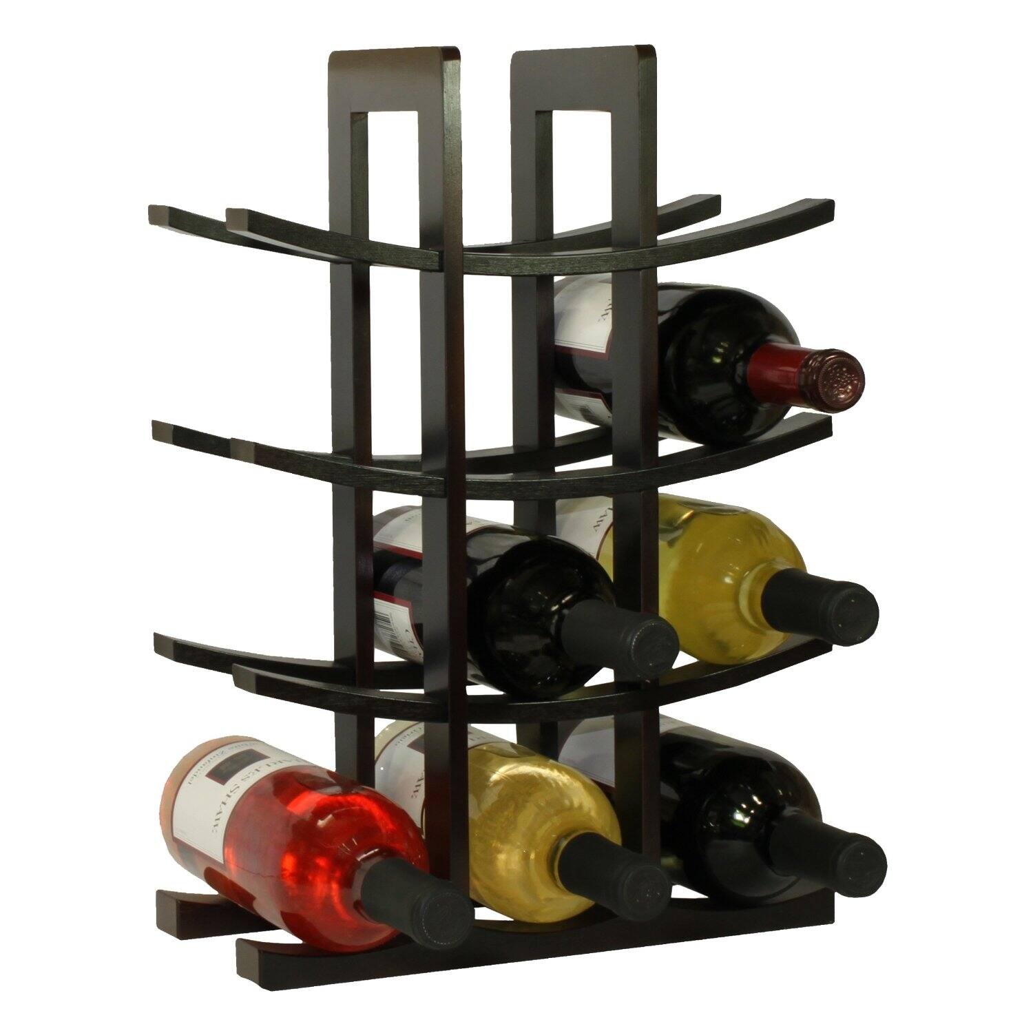 Angle. Hivvago - 12-Bottle Wine Rack in Dark Espresso Finish Bamboo - Espresso.