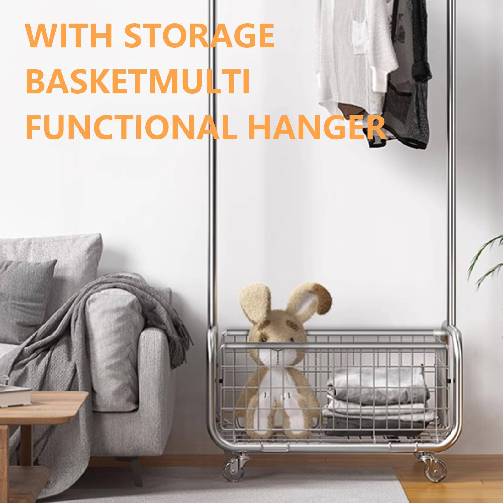 WITH STORAGE BASKET  
MULTI FUNCTIONAL HANGER