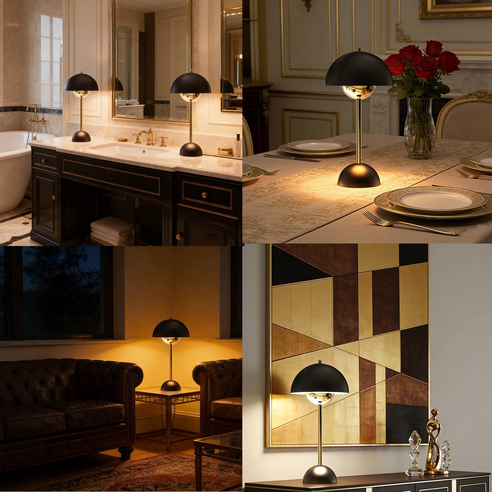 Alt View 2. Dawnrise - Cordless Curved Touch Lamp Golden 1-Pack.