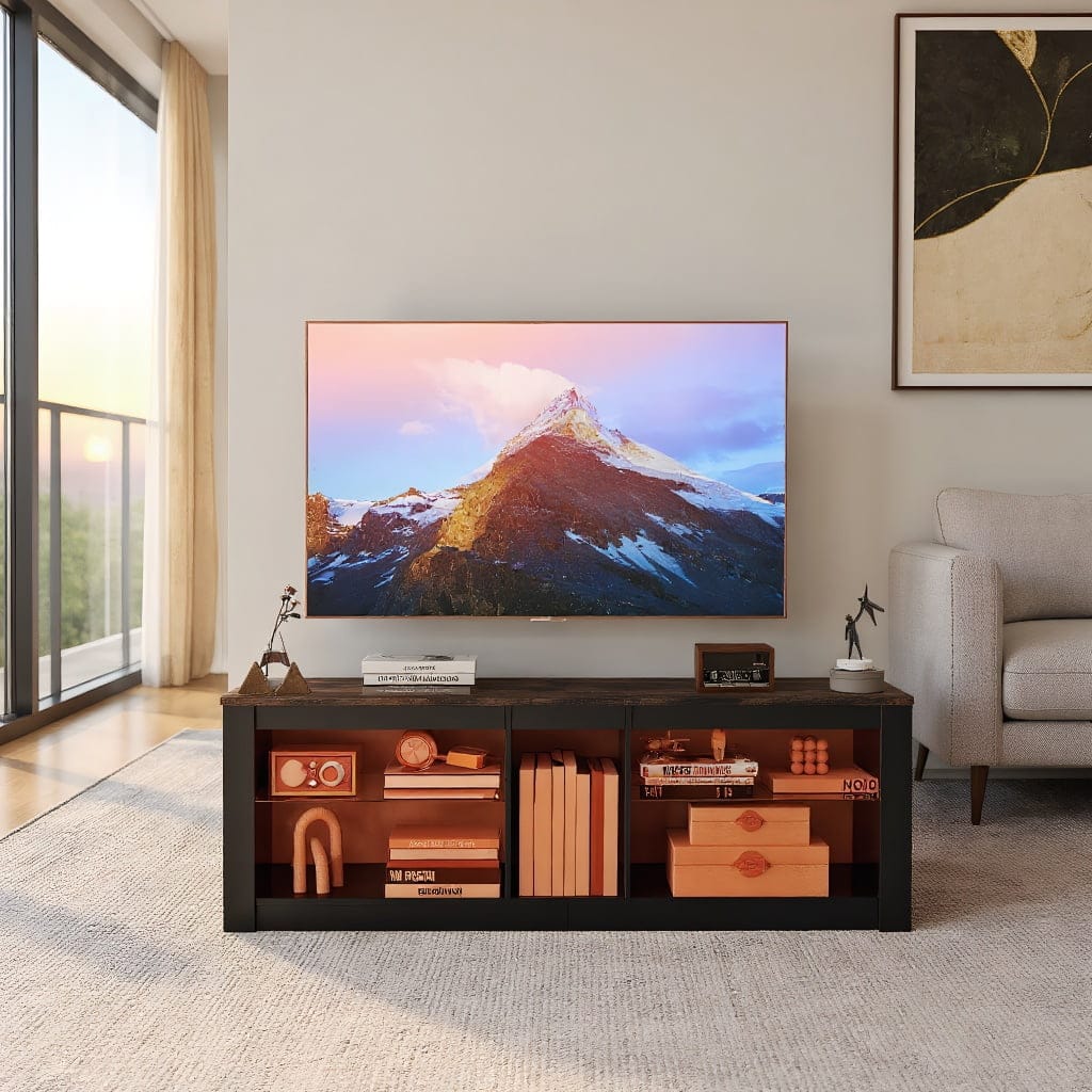 Kadyn - Modern with Display Shelves TV Stand - for Living Room with Cable Management for Living Room - Brown