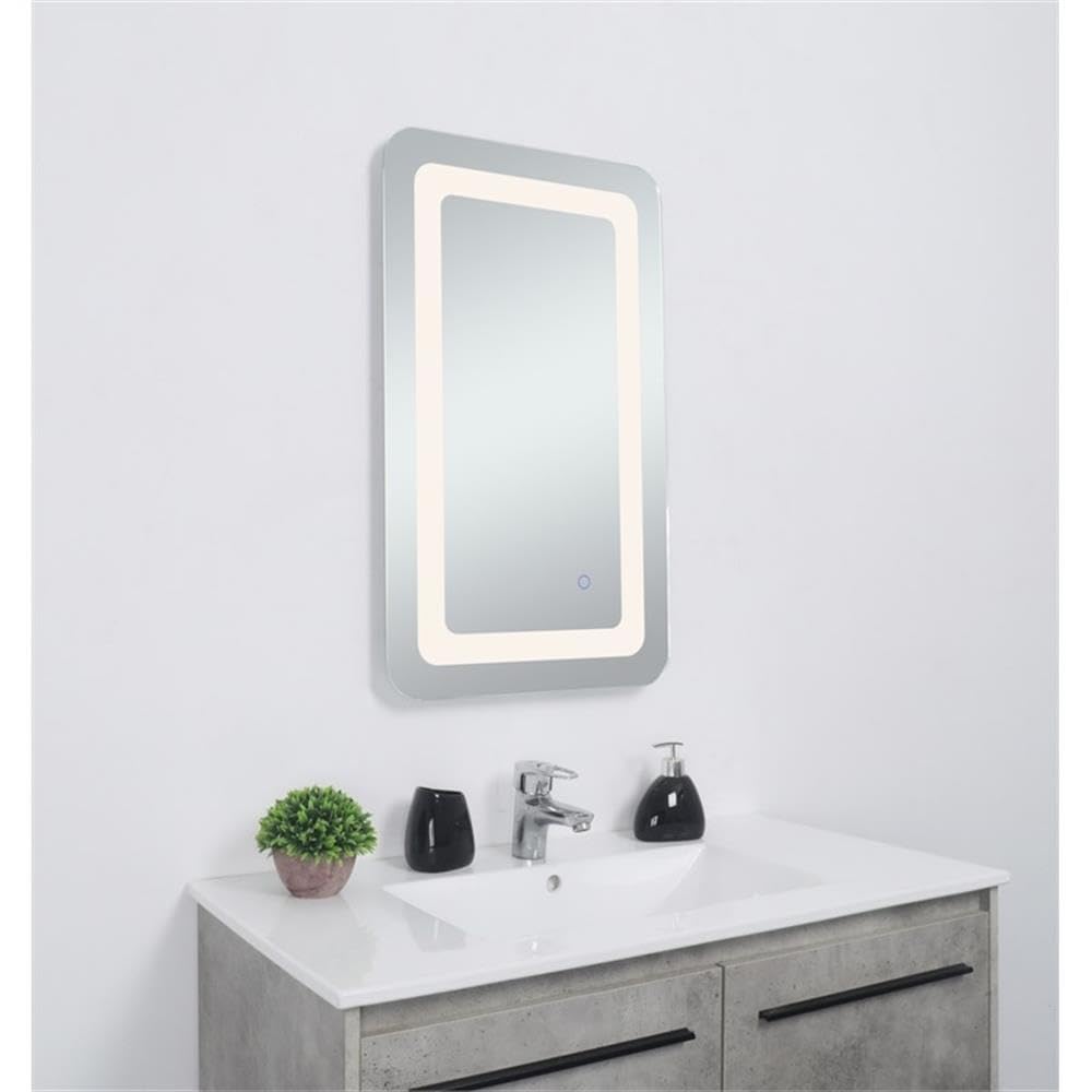 Angle. Elegant Decor - Genesis 27in x 30in soft edge LED mirror - Glossy White.