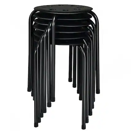 Front. Gymax - Gymax Set of 6 Portable Plastic Stack Stools 17.5" Height Backless Classroom Seating - Black.