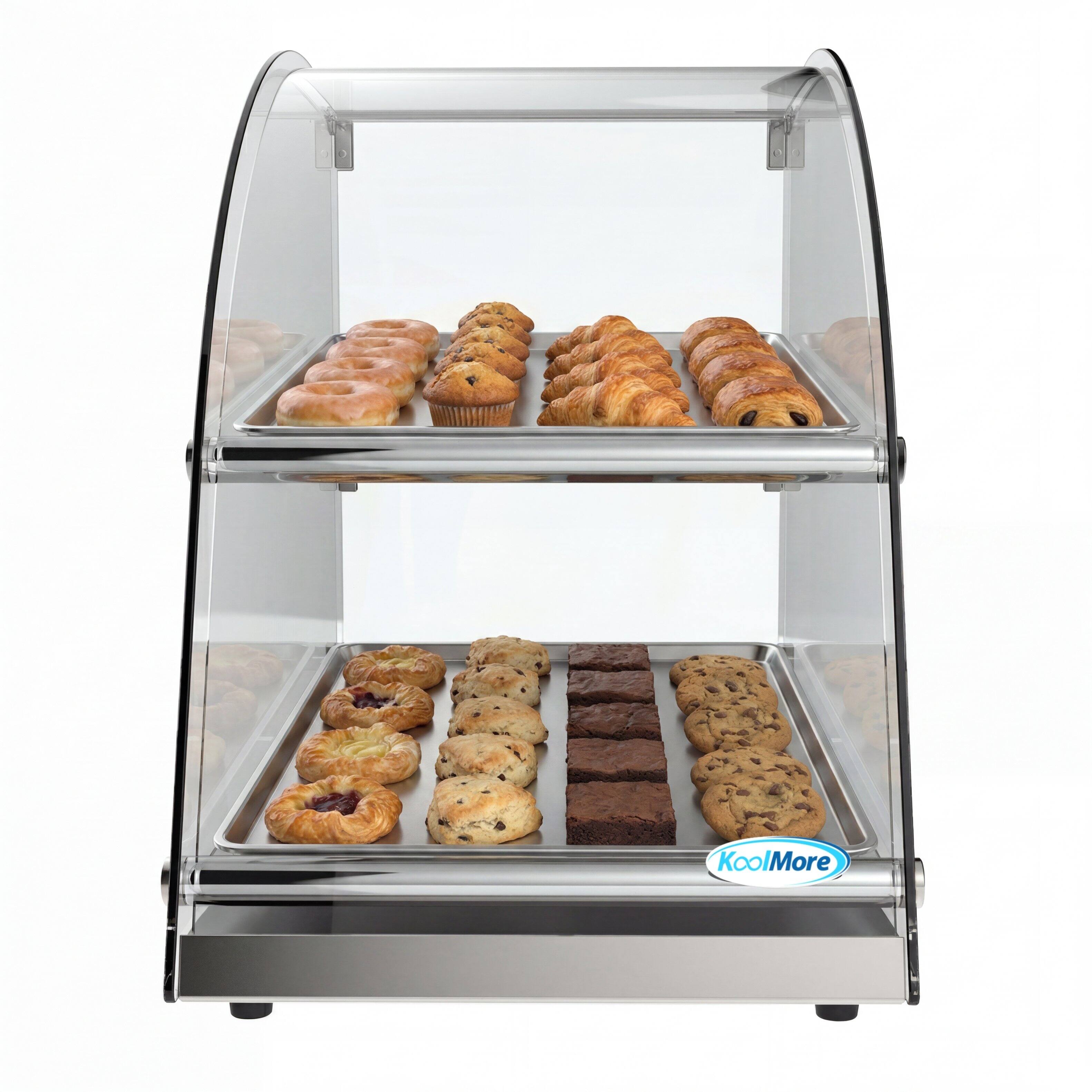 Front. Koolmore - 23 in. Commercial Countertop Bakery Display Case with Front Curved Glass and Rear Door, 2.4 cu. ft. DC-2CN - Silver.