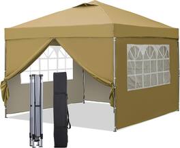 Ainfox - Pop Up Gazebo Outdoor Canopy Tent With 4 Removable Sidewalls - Brown