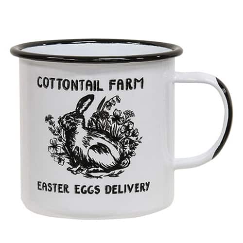 BreeBe - Cottontail Farm Enamel Mug - White, Black