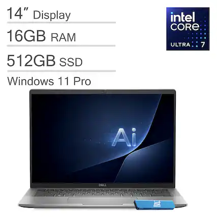14" Display
16GB RAM
512GB SSD
Windows 11 Pro
Intel Core Ultra 7
Dell