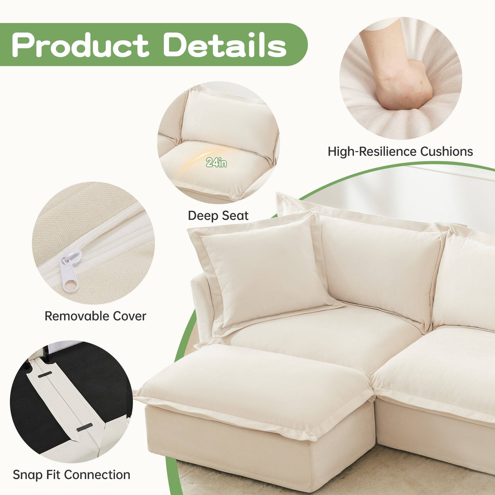 Product Details

- 24in High-Resilience Cushions
- Deep Seat
- Removable Cover
- Snap Fit Connection