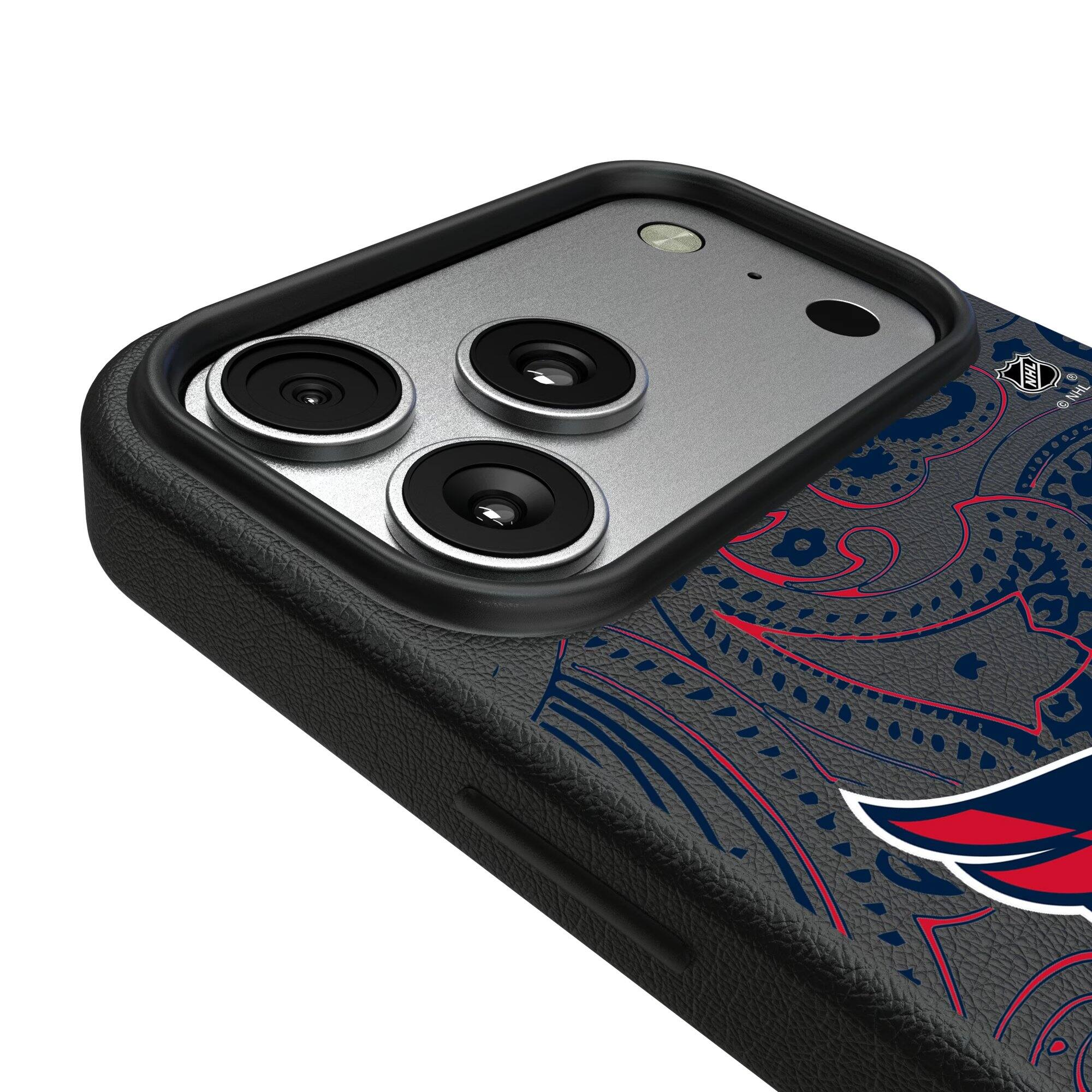 Alt View 2. Keyscaper - Black Washington Capitals Paisley iPhone Magnetic Bump Case - 16 - Black.