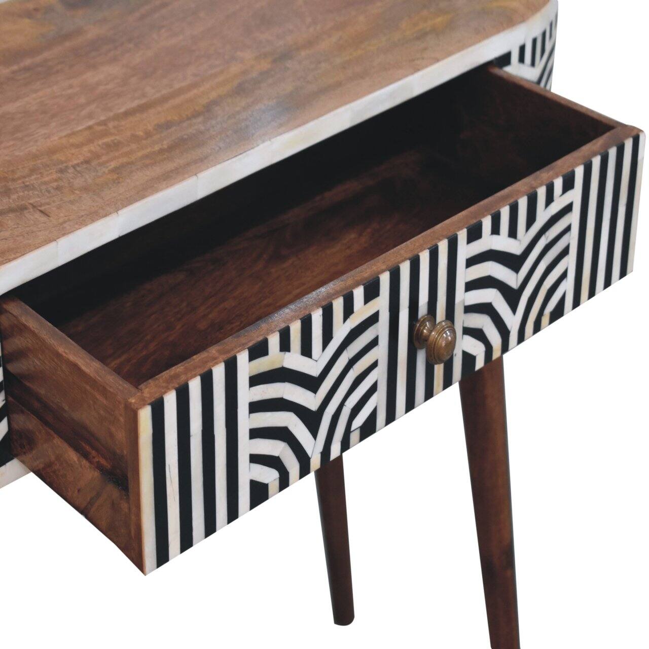 Alt View 1. Artisan Furniture - Honey Caramel Edessa Bone Inlay Console Table - Honey Caramel.