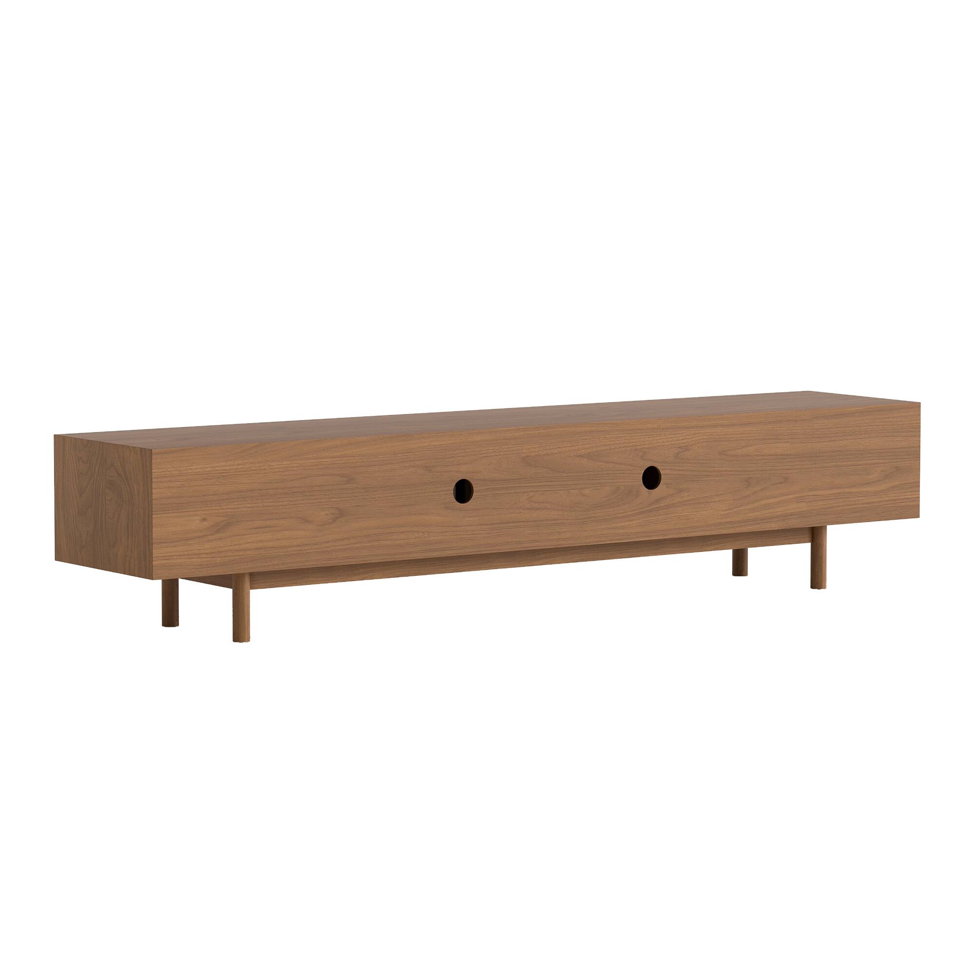 Alt View 6. luck idea - 78.7" TV Stand with 2 Storage Drawers, Cable Management Port & Solid Wood Legs - Walnut Color.