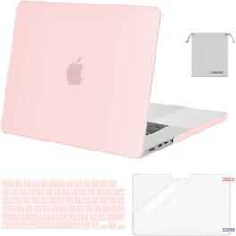 mosiso - 4-in-1 MacBook Pro 16 inch Case Compatible with Models A3429 A3428 A3403 A3186 A2991 A2780 A2485 - Chalk Pink