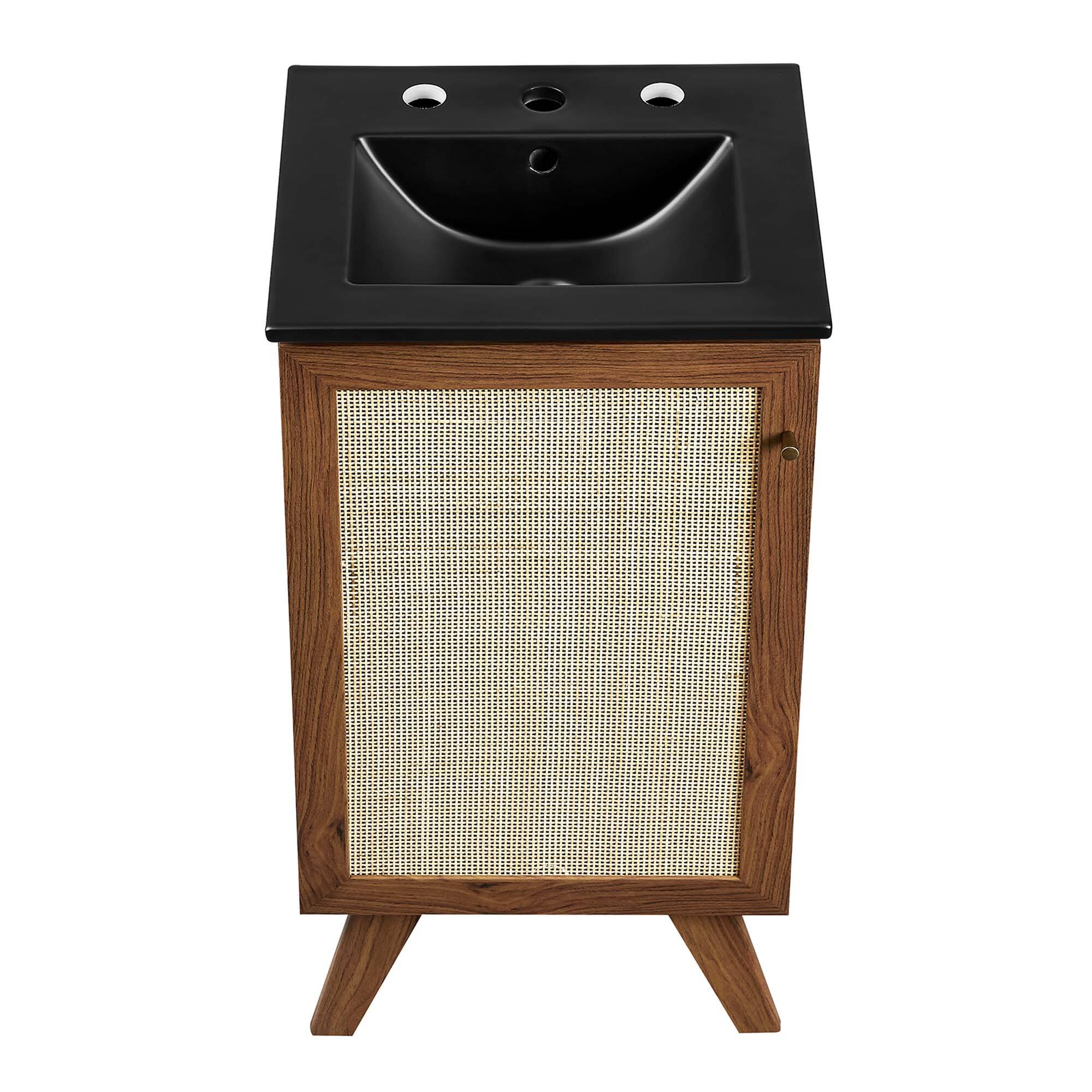 Alt View 10. Modway - Soma Bathroom Vanity with Black Basin Included by Modway - Walnut Black.