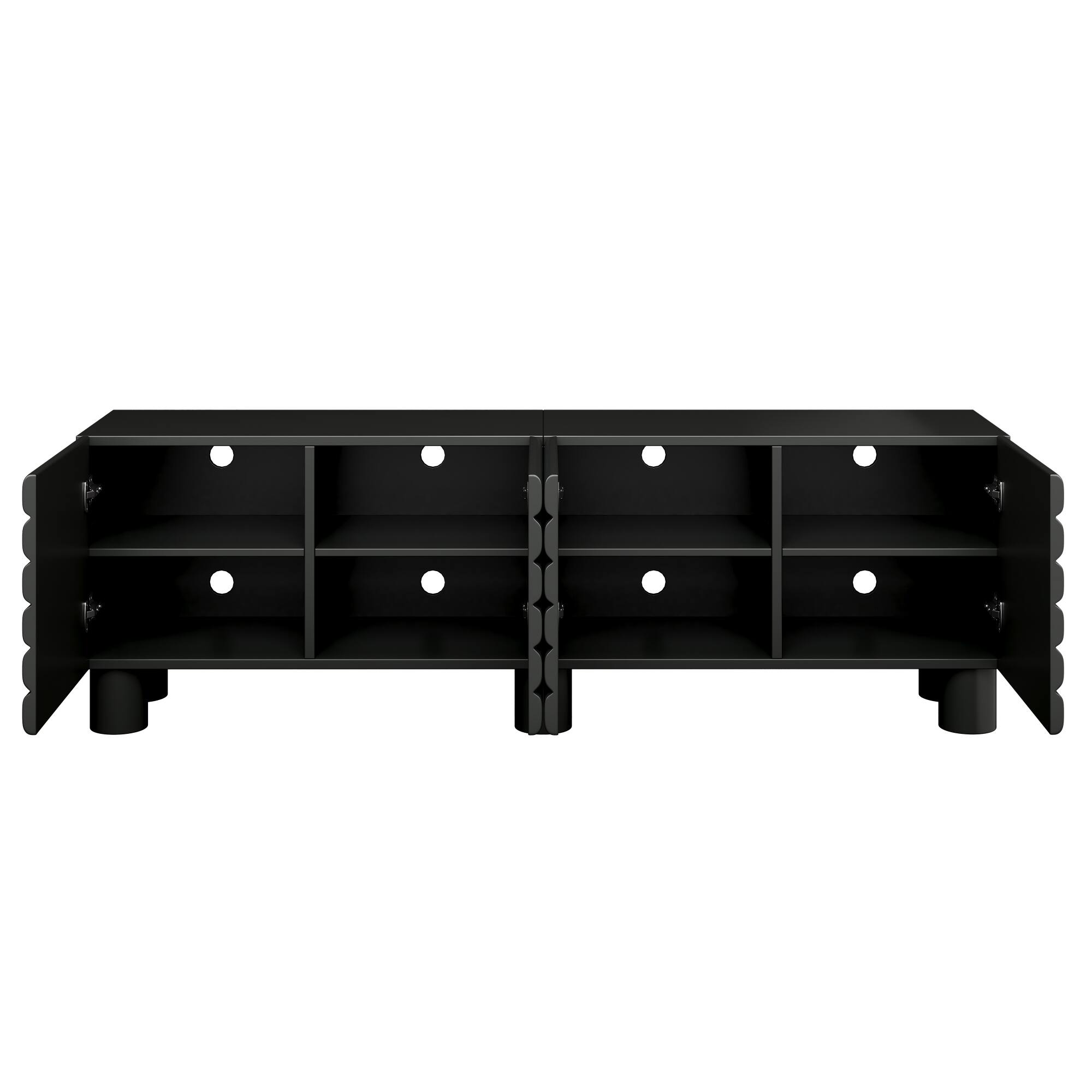 Alt View 6. CheryLife - 70.8 in. Black Cream Style TV Stand with 4 Cabinets and Adjustable Shelves for TVs Up to 75" - Black.