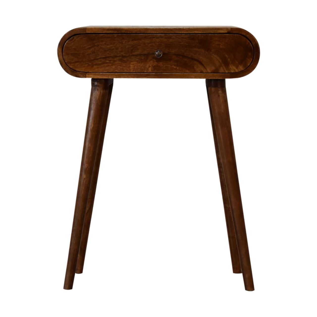 Artisan Furniture - Solid Wood Mini Round Chestnut Console, 1 Drawer, Dark - Brown