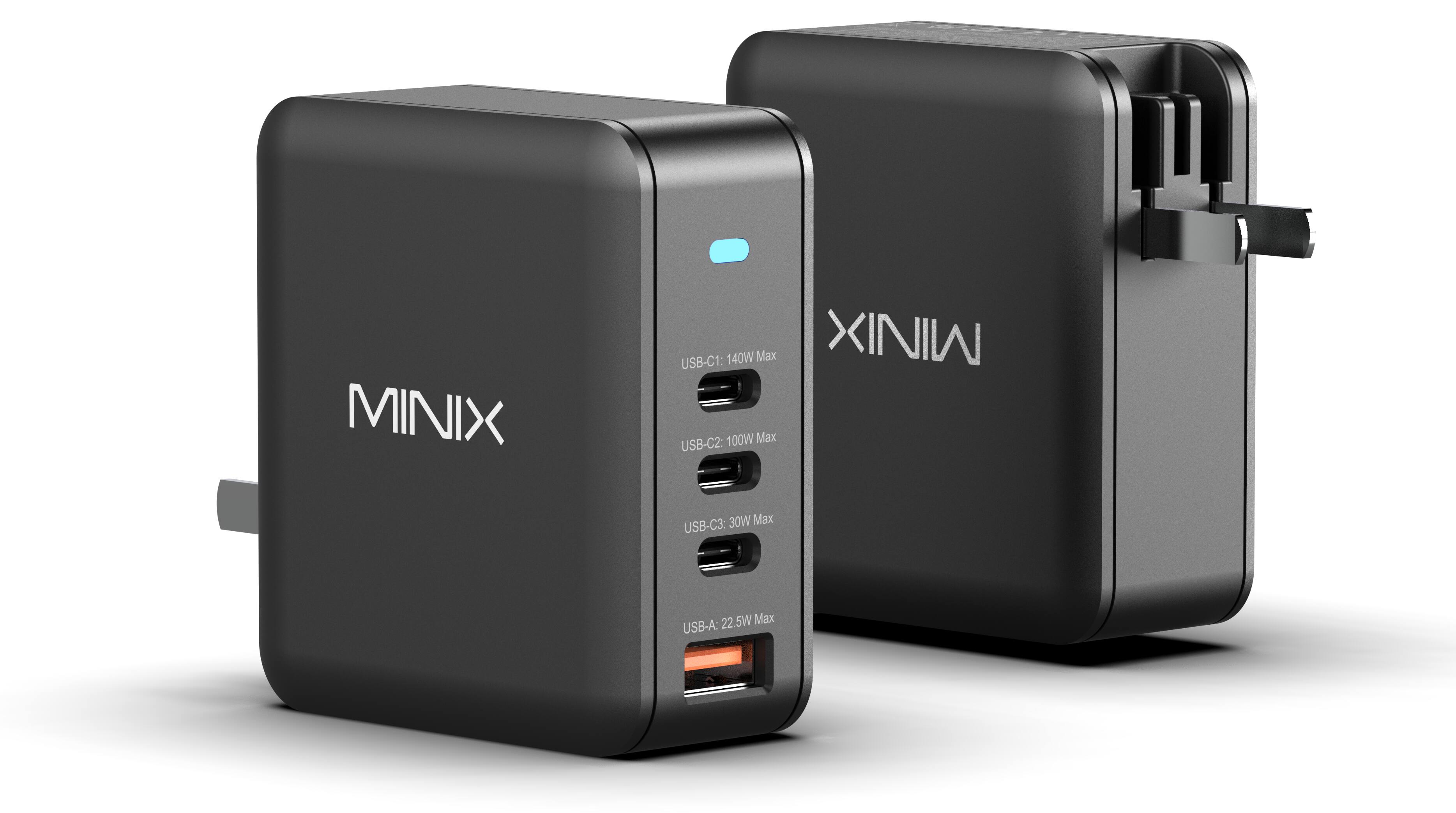 MINIX USB-C1: 140W Max MINIX USB-C2: 100W Max USB-C3: 22.5W Max USB-A: