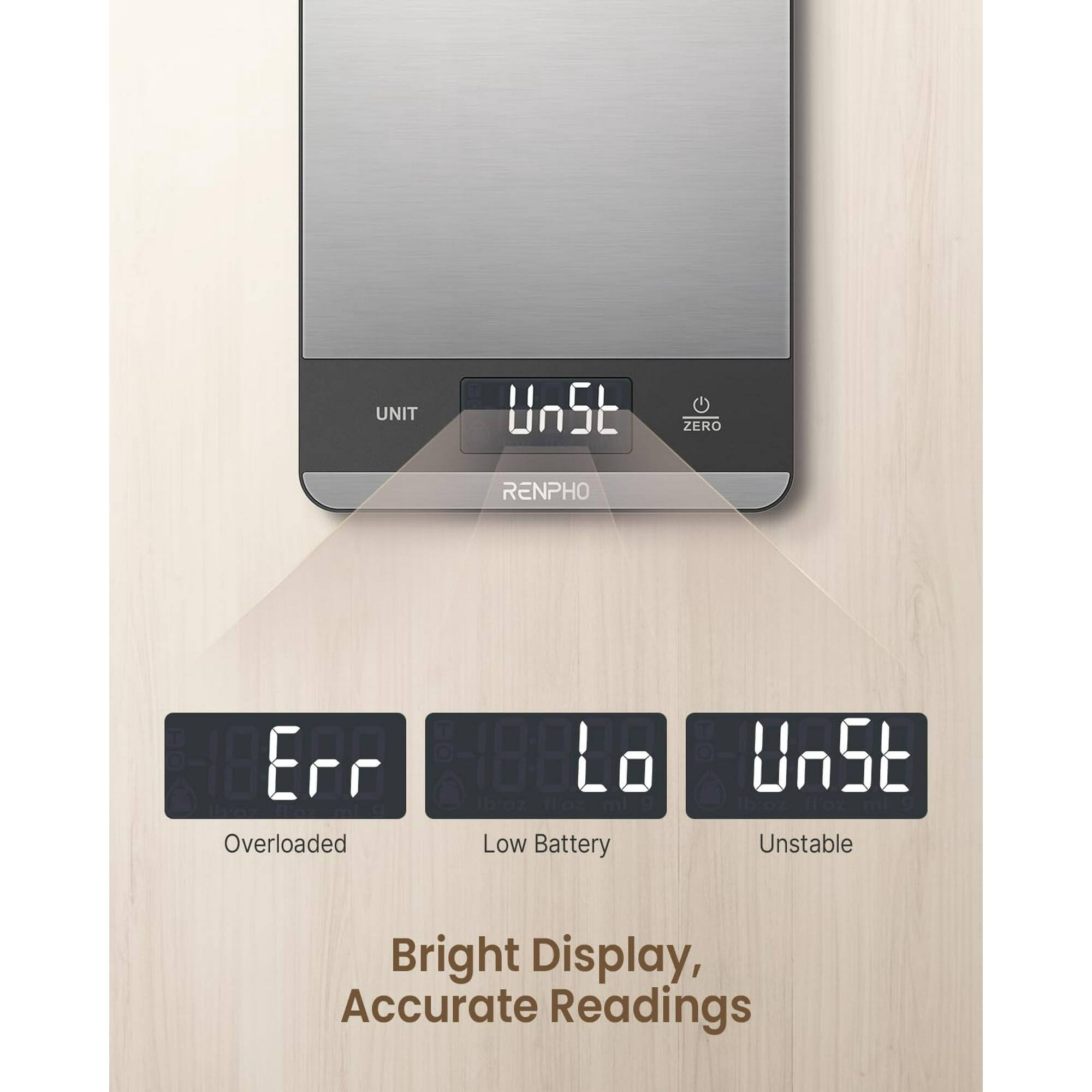 UNIT UnSt ZERO RENPHO Err H88Lo Lo UnSt Overloaded Low Battery Unstable Bright Display, Accurate Readings
