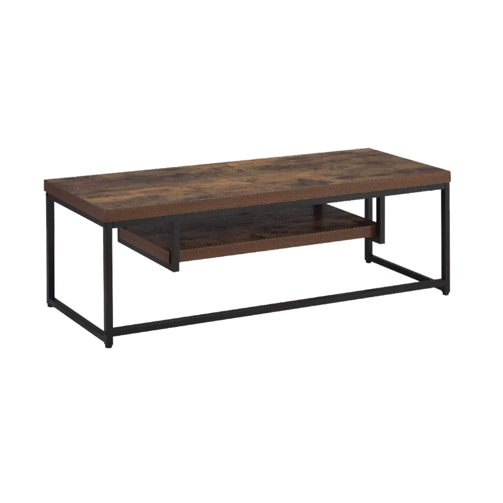 Manhattan Lane - Wood And Metal TV Stand With One Shelf, Weathered Oak Brown And Black - Brown, Black