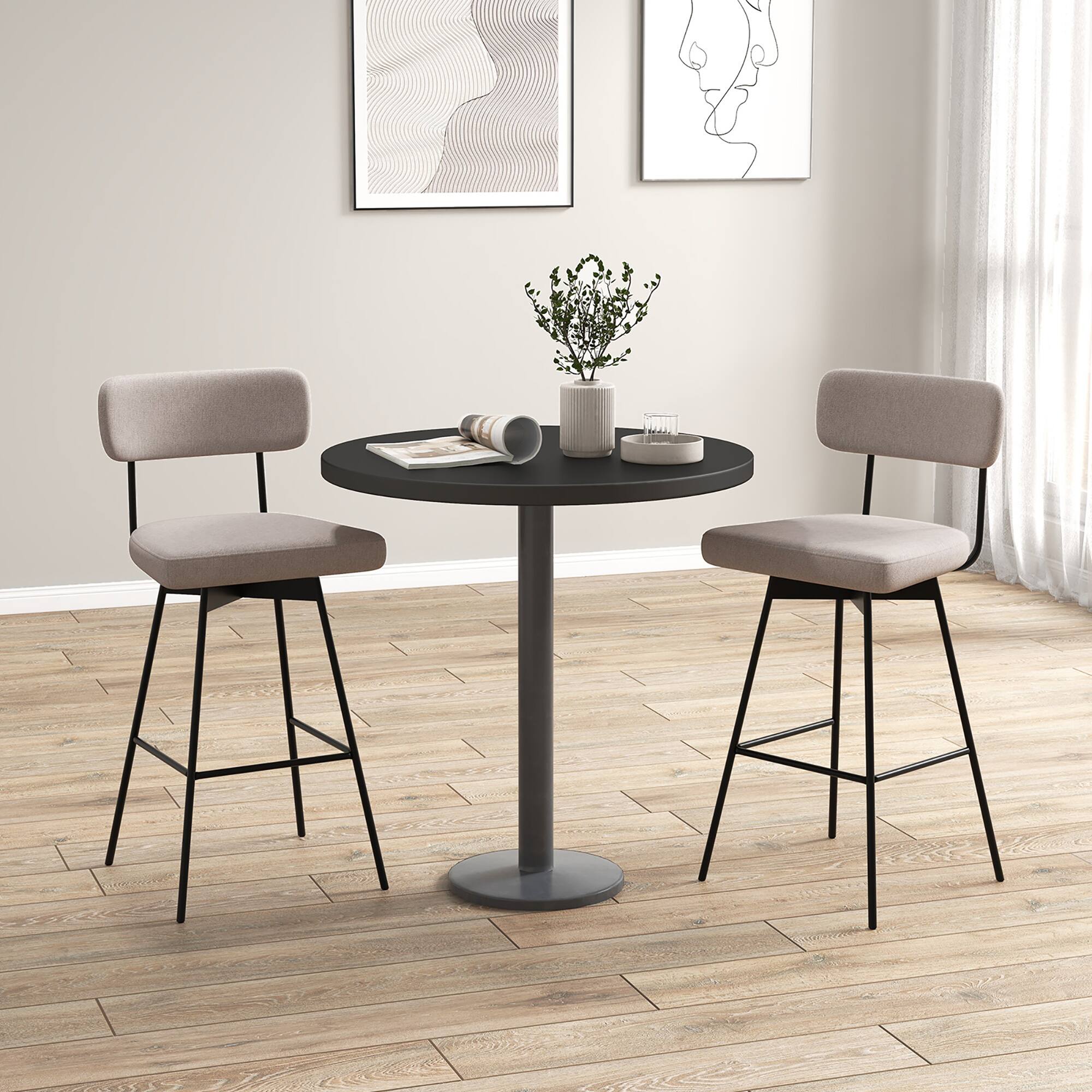 Alt View 1. Gymax - Gymax Bar Stools Set of 2 Modern Upholstered 360ºSwivel Bar Chairs 29'' Bar Height Barstools Beige - Beige.