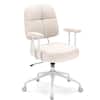 Front. Costway - Costway Home Office Chair Chenille Upholstered Task Chair with Cushioned Back Beige - Beige.