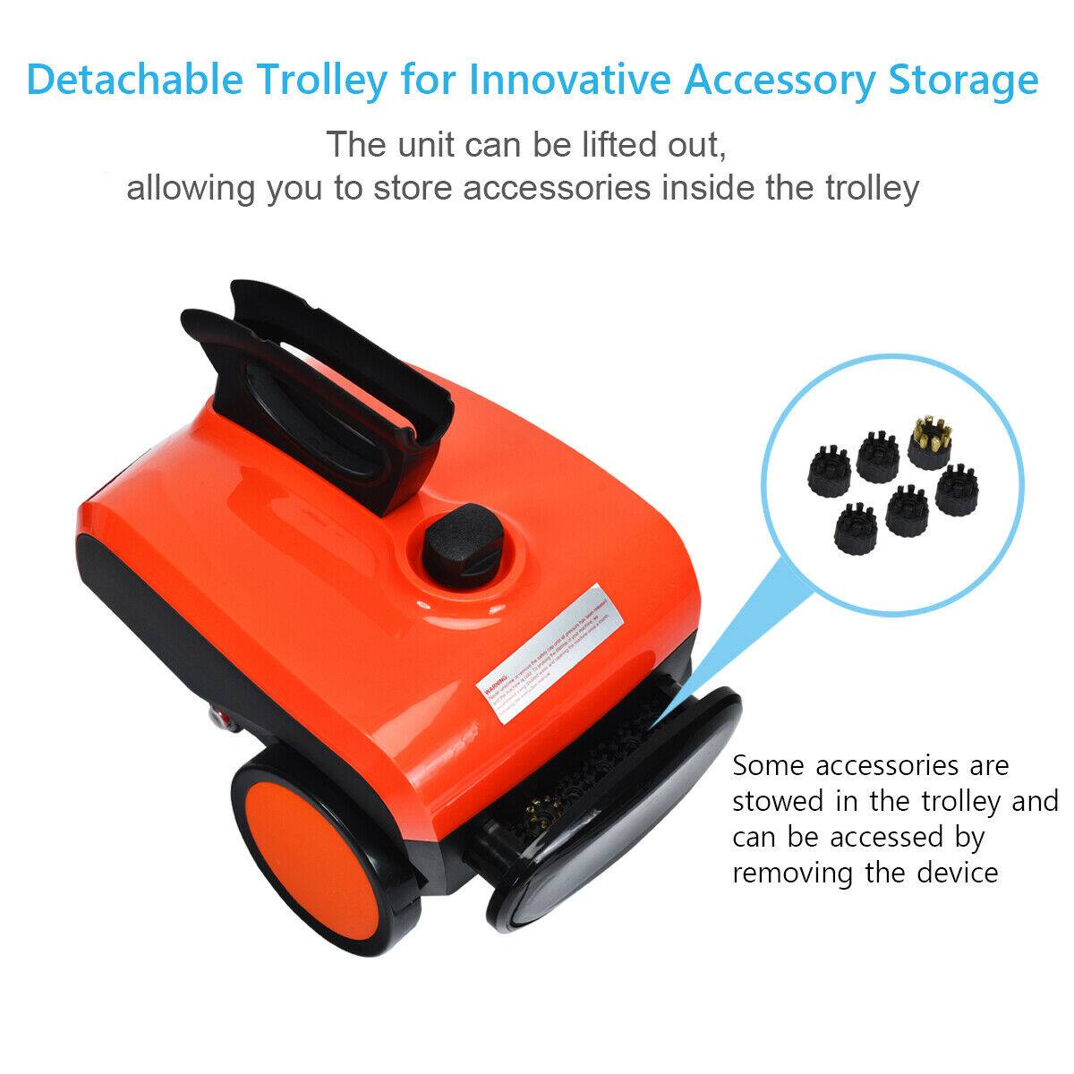 Detachable Trolley for Innovative Accessory Storage

The unit can be lifted out, allowing you to store accessories inside the trolley.

Some accessories are stowed in the trolley and can be accessed by removing the device.