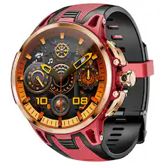 Front. LOKMAT - APPLLP 4 PRO Smart Watch with 4G LTE SIM, 1.75" AMOLED Display, Rotating Camera, NFC, Heart Rate & Blood Oxygen Monitor - Golden.